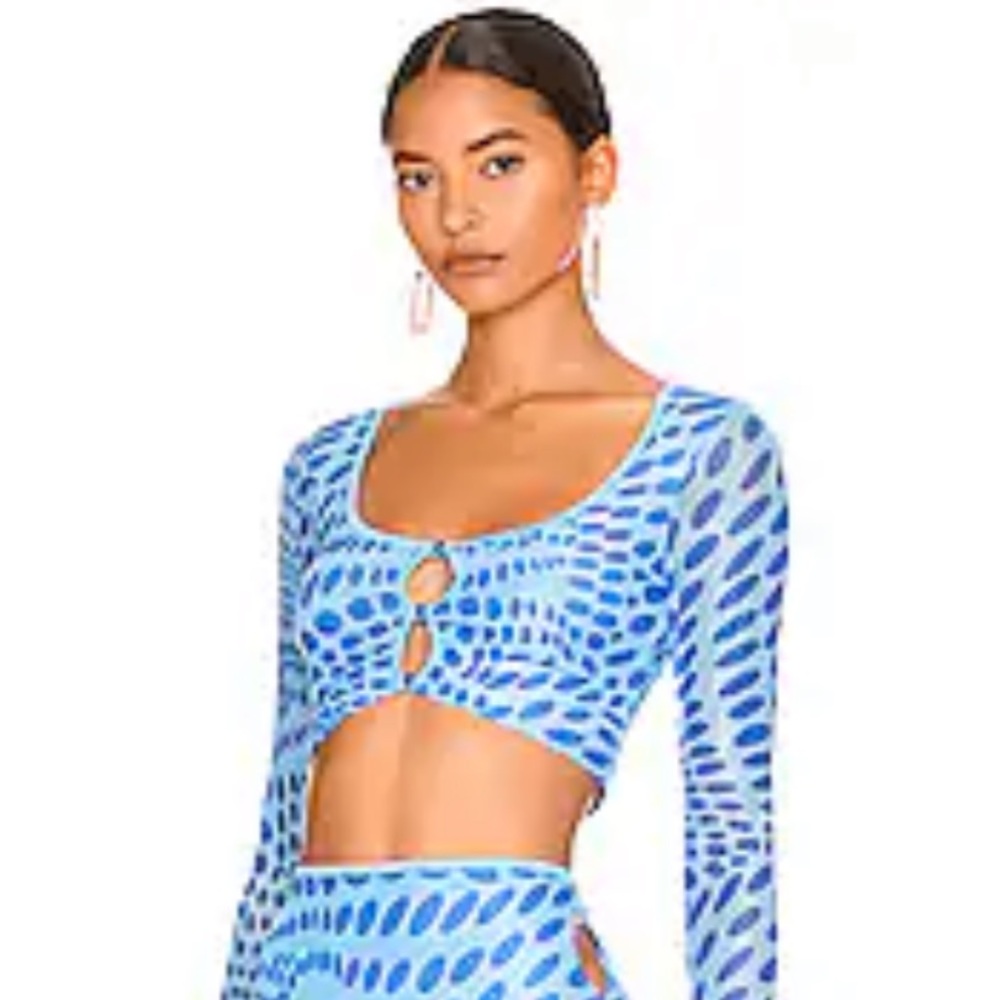 Superdown Light Blue Crop Top